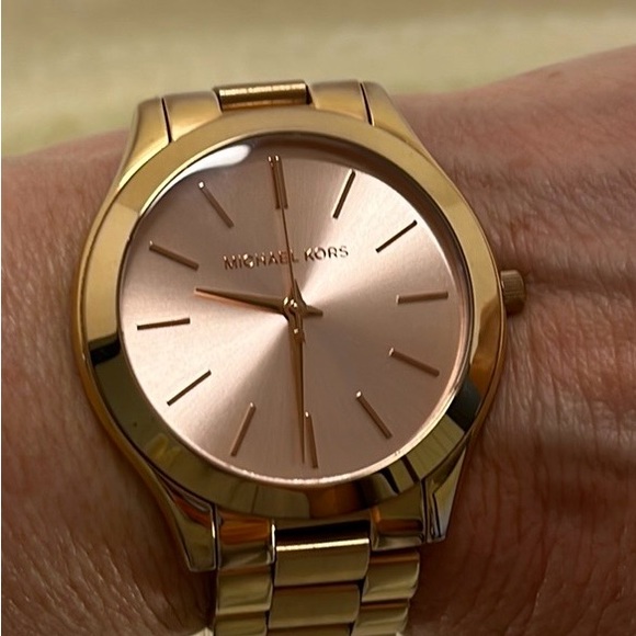 Michael Kors Slim Runway Rose Gold Watch MK3197 Stainless Steel Bracelet - Picture 1 of 9